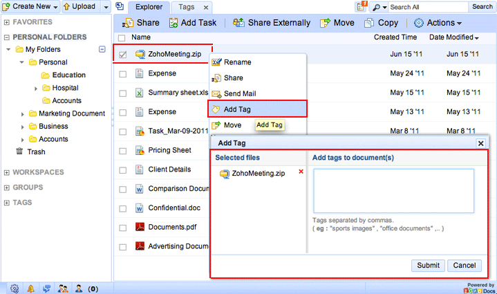 Add tag to documents