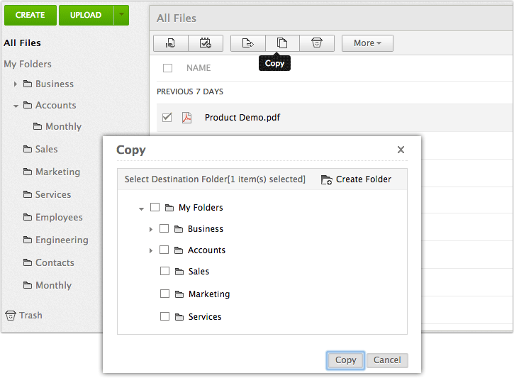 copy documents to folders