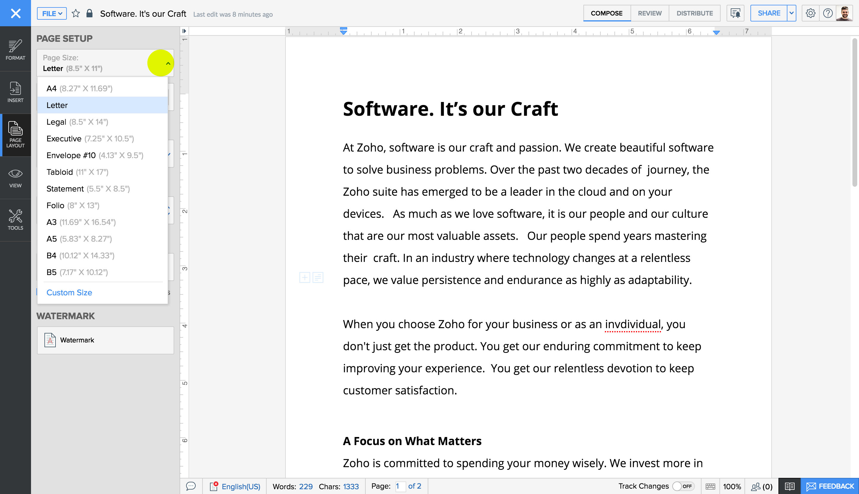 how-to-set-page-layout-in-zoho-writer